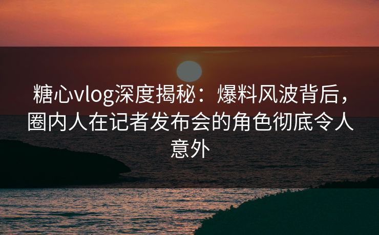 糖心vlog深度揭秘：爆料风波背后，圈内人在记者发布会的角色彻底令人意外