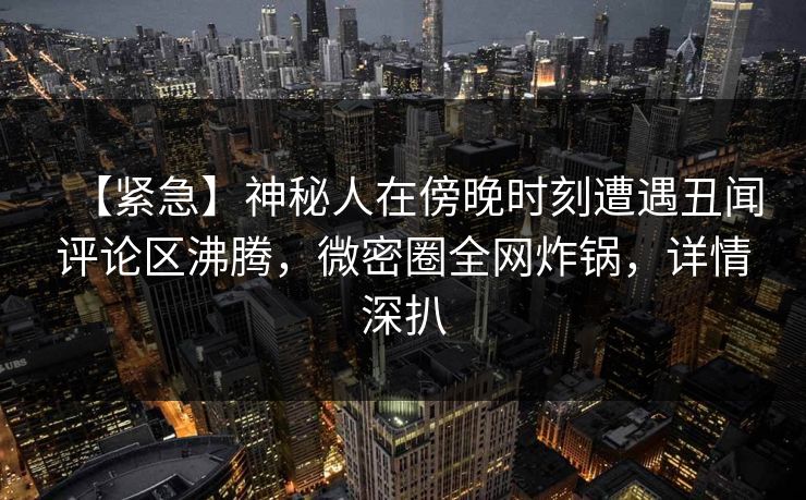 【紧急】神秘人在傍晚时刻遭遇丑闻评论区沸腾，微密圈全网炸锅，详情深扒